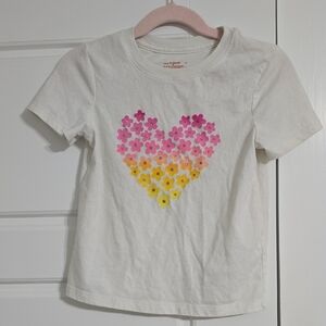 Girls' White Floral Heart T-Shirt